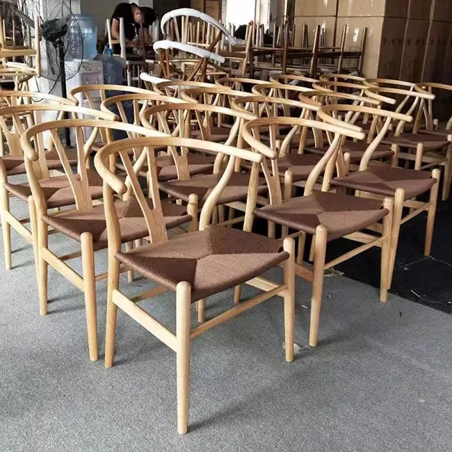 Wholesale Wishbone solid wood PU leather commercial Furniture cafe dining restaurant chair