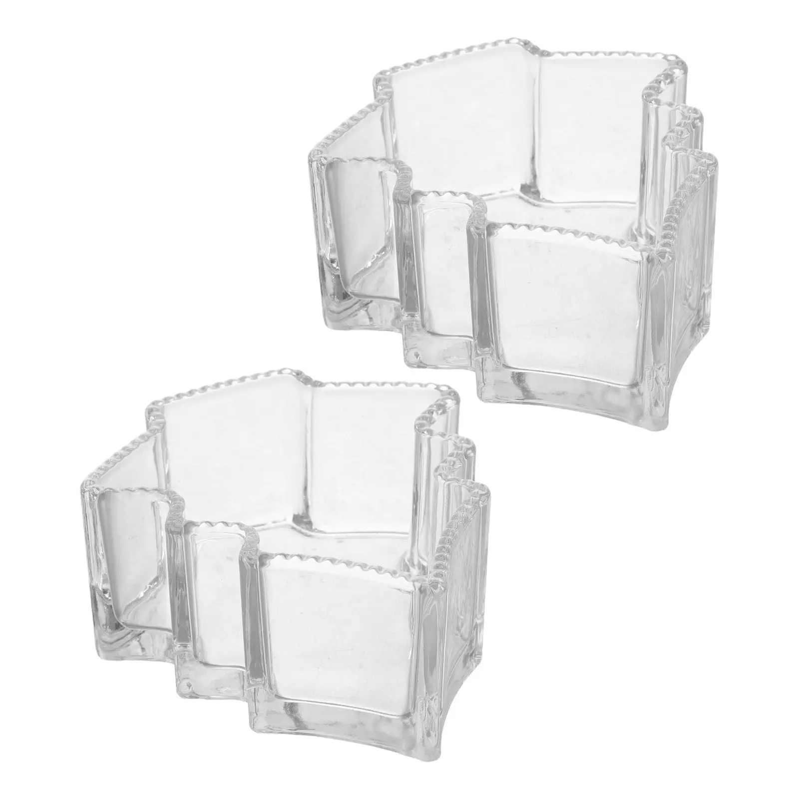 Set of 2 Vintage Glass Christmas Tree Holders Clear Tealight Votive Cups for Festive Table Centerpieces and Winter