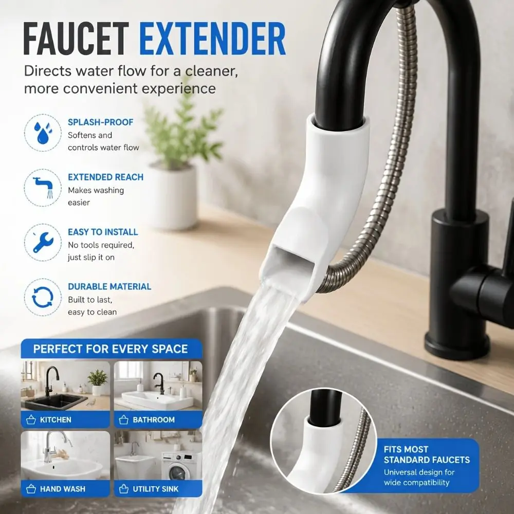 Splash-proof Kitchen Faucet Extender No Assembly Required Durable Tap Sink Accessories Detachable Creative Water Outlet Nozzle