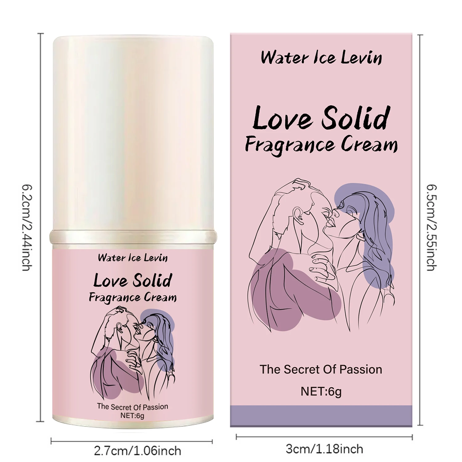 Crema aromática sólida Love. El secreto de la pasión. Aroma de larga duración. Aplicación compacta portátil. 6 g de peso neto.