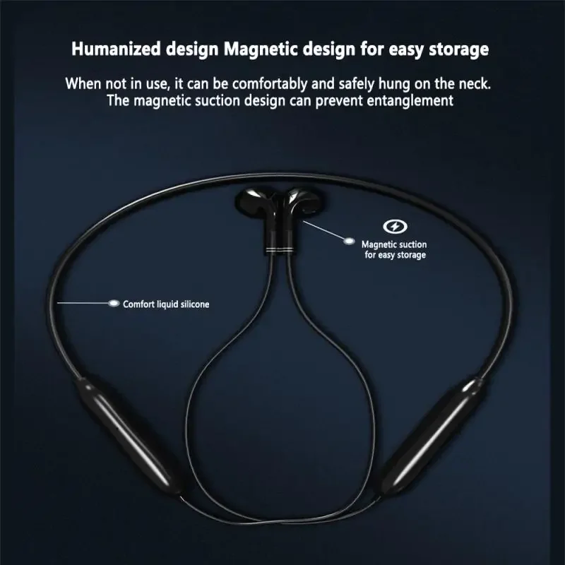 Ultra-long Standby Headset Magnetic Headband Neck Wireless Headphones 9d Wireless Binaural Stereo On-ear Running Earphones