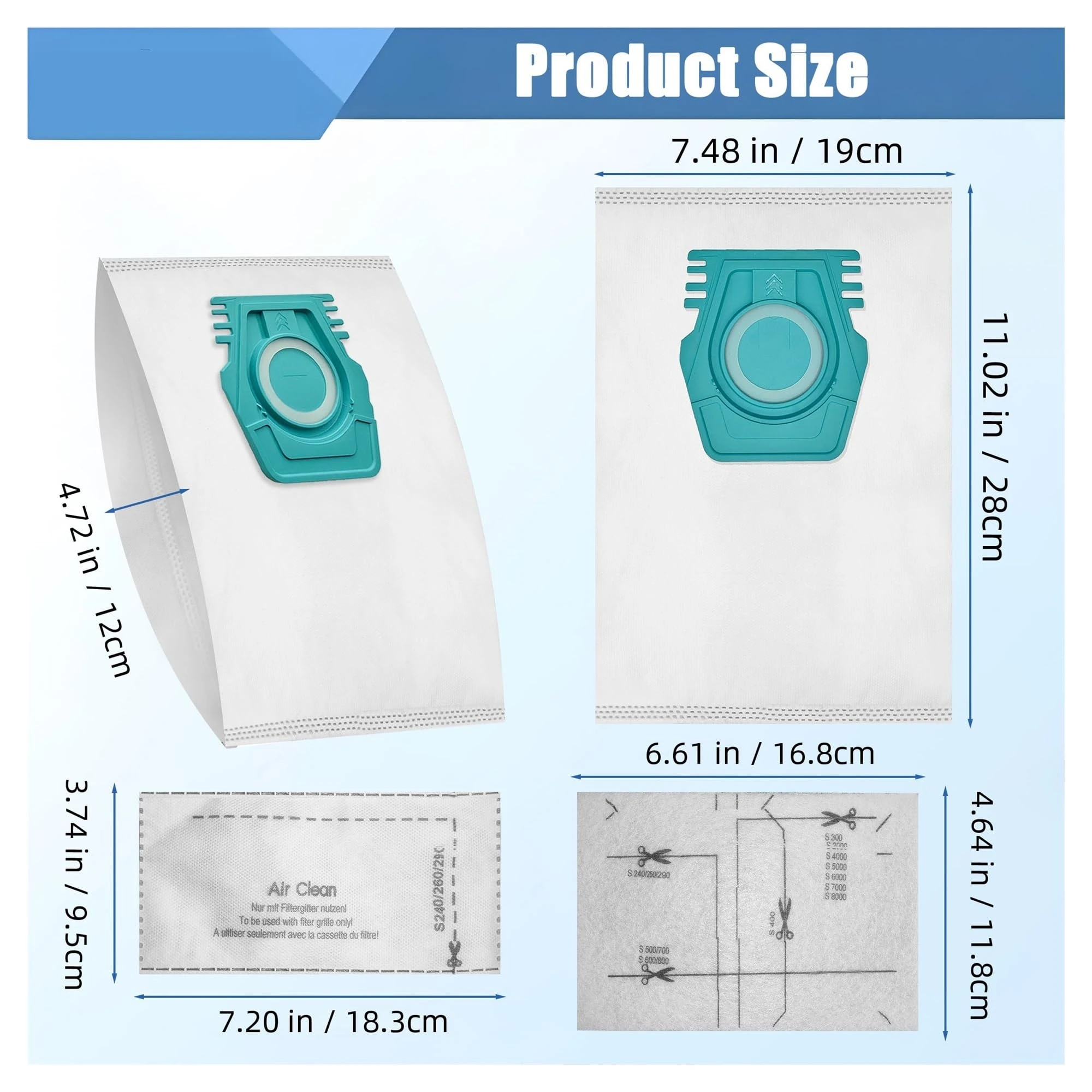 12pcs Vacuum dust bag cleaner dust bags compatible with Miele Guard L1 and S1 series canister vacuum cleaners Replacement Set