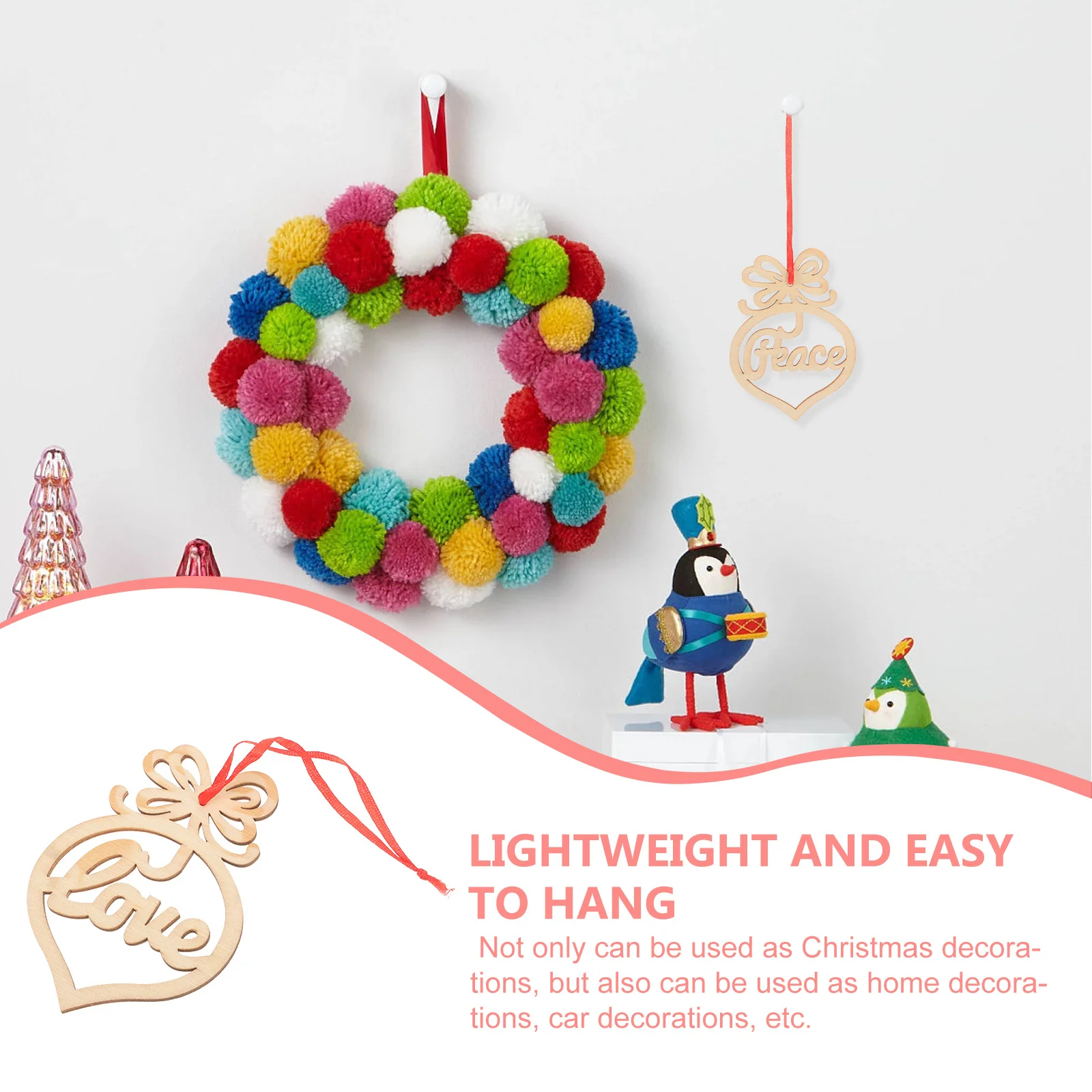 

6pcs Wooden Heart Decor Unfinished Blank Christmas Wood Cutouts Diy Crafts Natural Material Home Tree Car Ornament Xmas