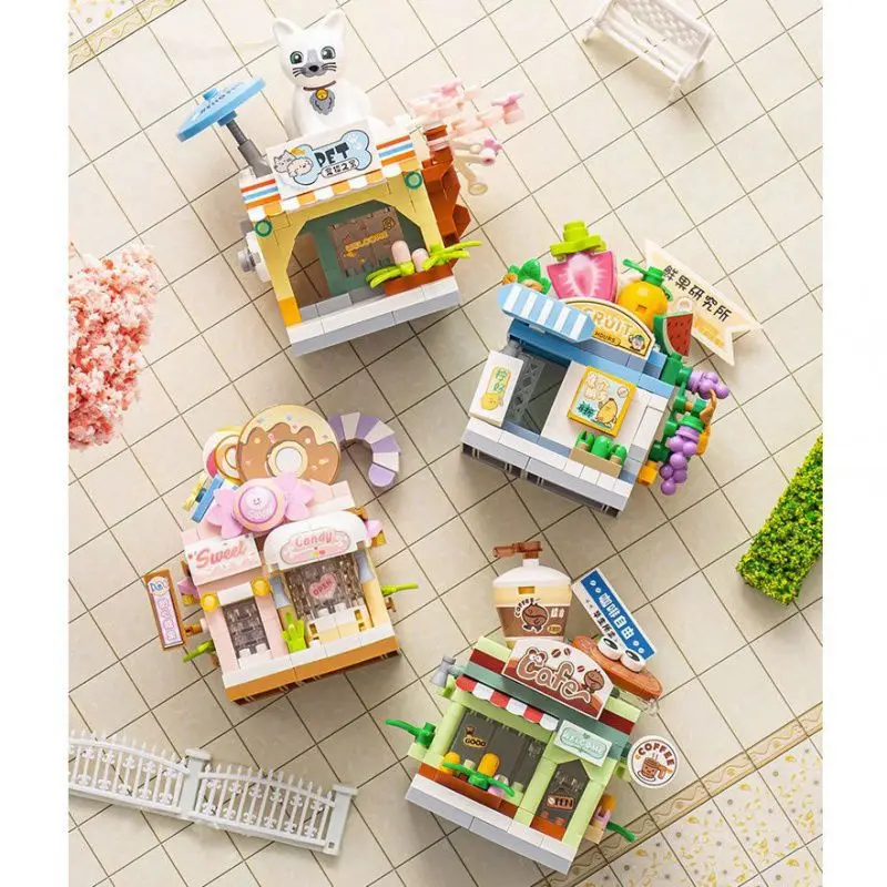 House Building Blocks Dessert Store Street View Snack Street Children's Toys Boys and Girls Gifts Compatible With Lego