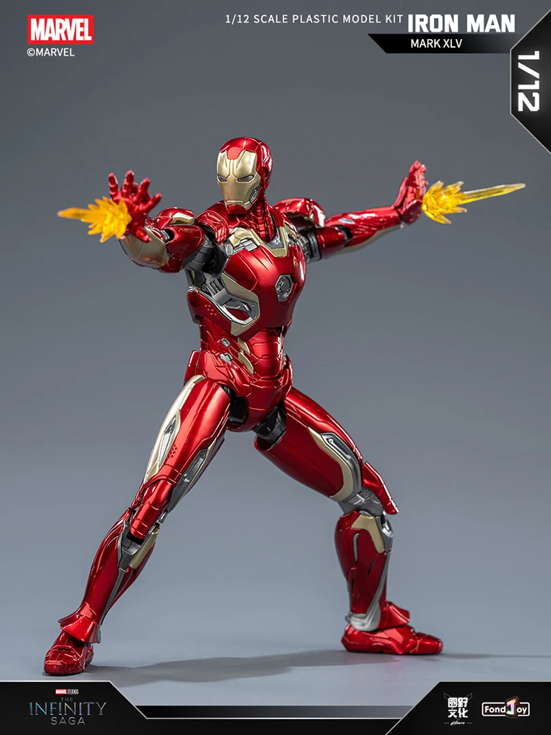 Fondjoy Anime Figure Iron Man MK46 Model Kit 1/12 Infinity Saga Ironman Mark 45 Mark 46 Assembly ABS Joint Movable Kids Toy Gift