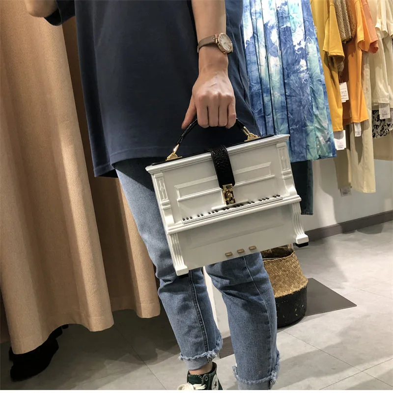 Trendy Women Piano Shape Handbag Acrylic Box Shoulder Bag Lady Creative High Quality Chic Shaped Small Square Crossbody Bag