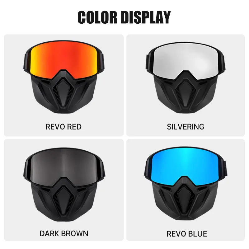 Gogle kolarskie wiatroszczelna z maską na usta ochrona UV jazda motocyklem okulary maski Motocross motocykl kask gogle maska