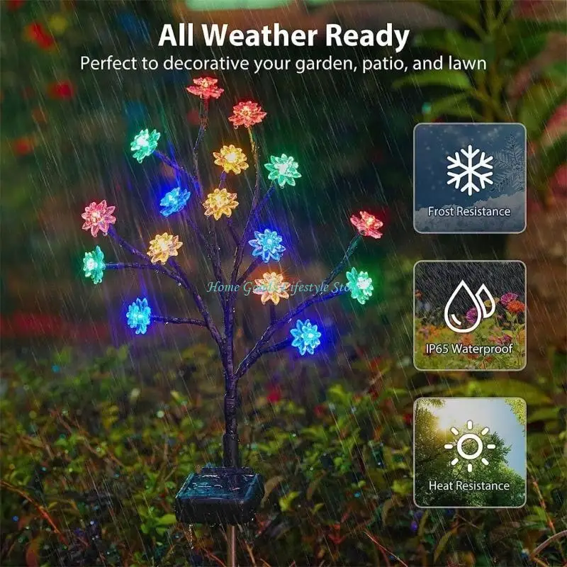 

E74E Солнечный подсолнух Садовый кол Водонепроницаемый свет Фестиваль Праздник День рождения Декор