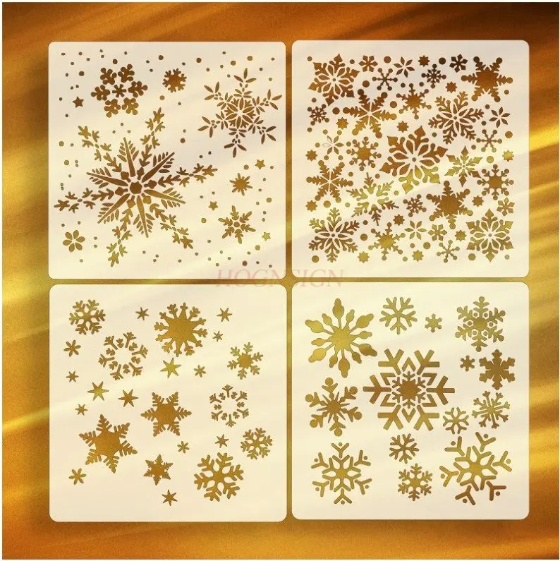 1 шт., рождественский шаблон для рисования спреем в виде снежинки, зимний ледяной цветок, художественный дизайн, шаблон, готический полый инструмент для декоративной живописи