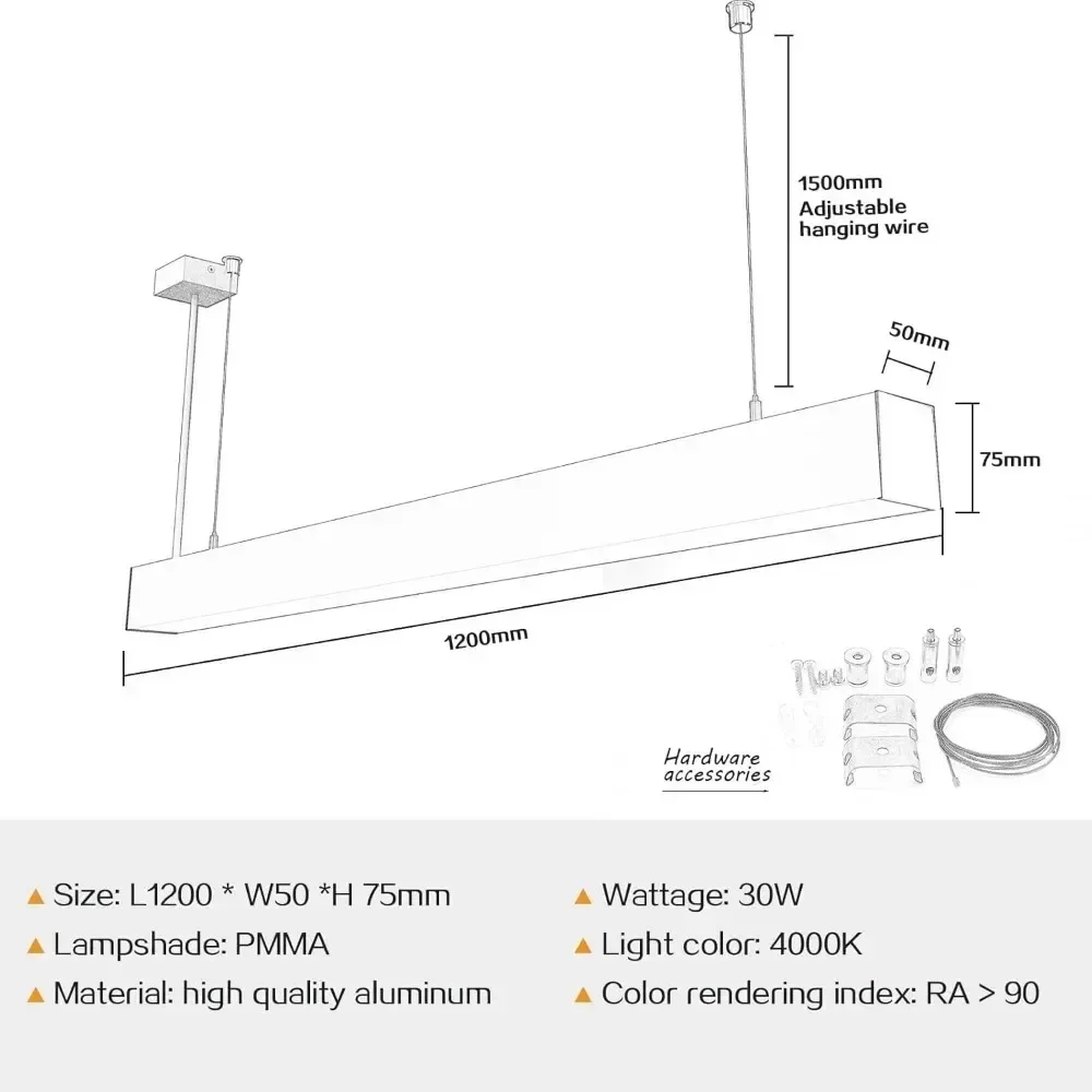 30W LED Pendant, for Dining/Office, 120CM H, 2800-6500K, Mod Deco, Energy Saving Dimmable Color Temperature Cool/Warm White Glow