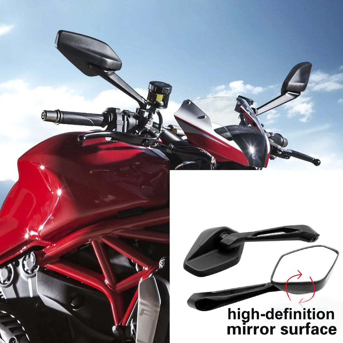 2PCS Motorcycle Rearview Mirrors Square Side Mirror for Bajaj /Kawasaki Dominar 400 High-Quality Side Mirror Accessories