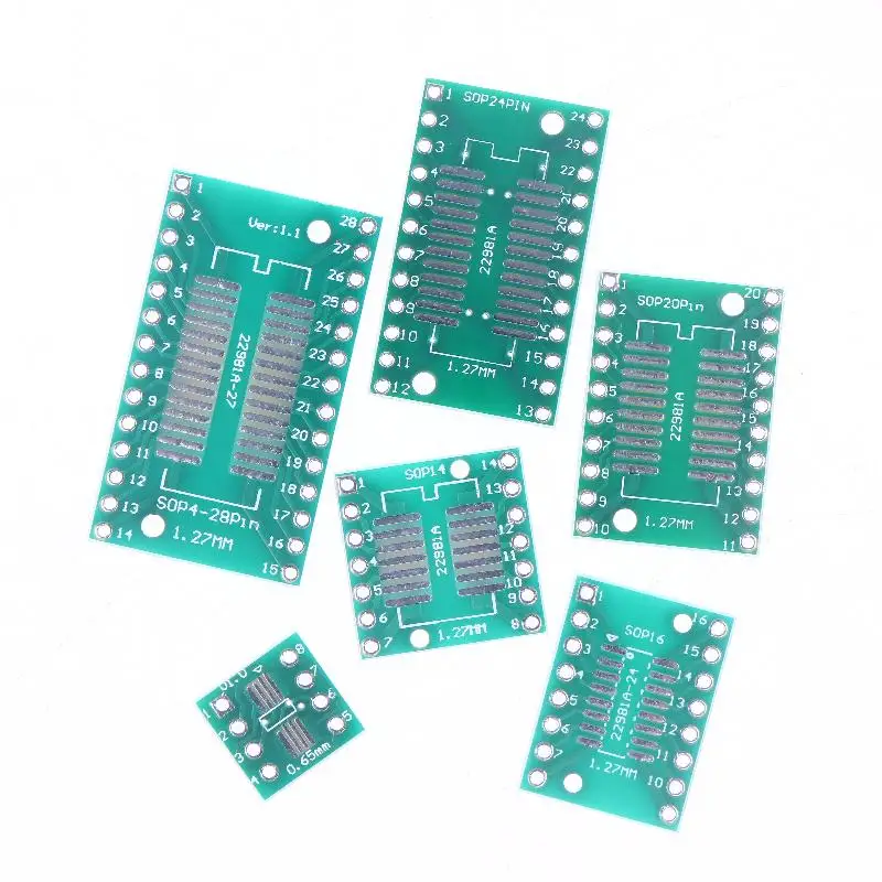 30/35Pcs SOP24 SOP8 SOP14 SOP16 SOP20 SOP28 SMD Turn To DIP Adapter Converter Plate SOP 8 14 16 20 24 28 PCB Board Kit