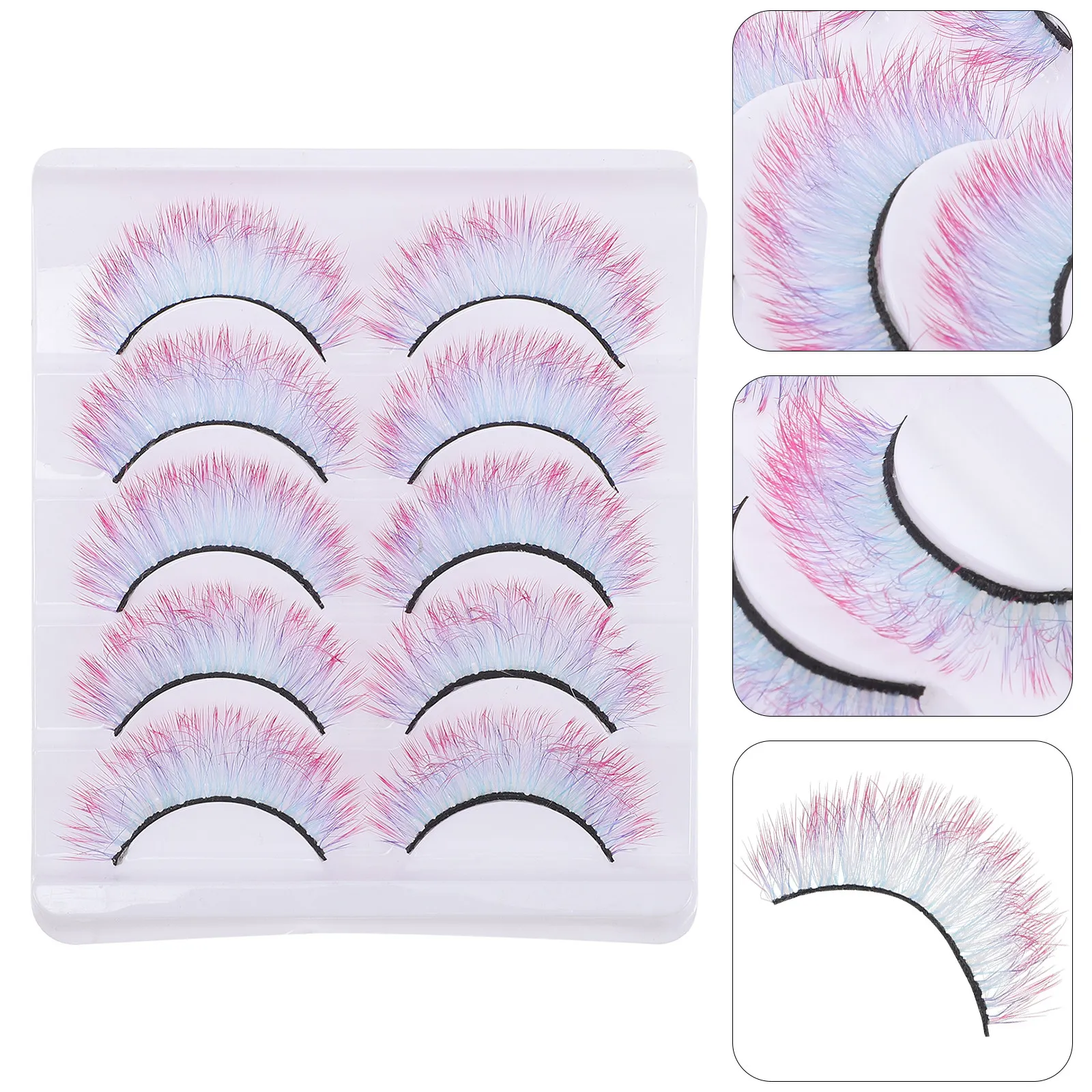 5Pairs Colorful 3D False Eyelashes for Sexy Eye Makeup Instant Glamour Fancy Dress Halloween Cosplay Stage Photo Prom Colored