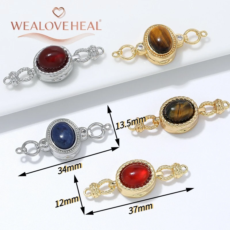 verschluss schmuck, armband verschluss, 18K Vergoldeter Messing-Magnetverschluss 37x12mm Ovaler Edelstein-Verbinder für DIY Perlenkette Armband Schmuckherstellung Zubehör – Detail 16