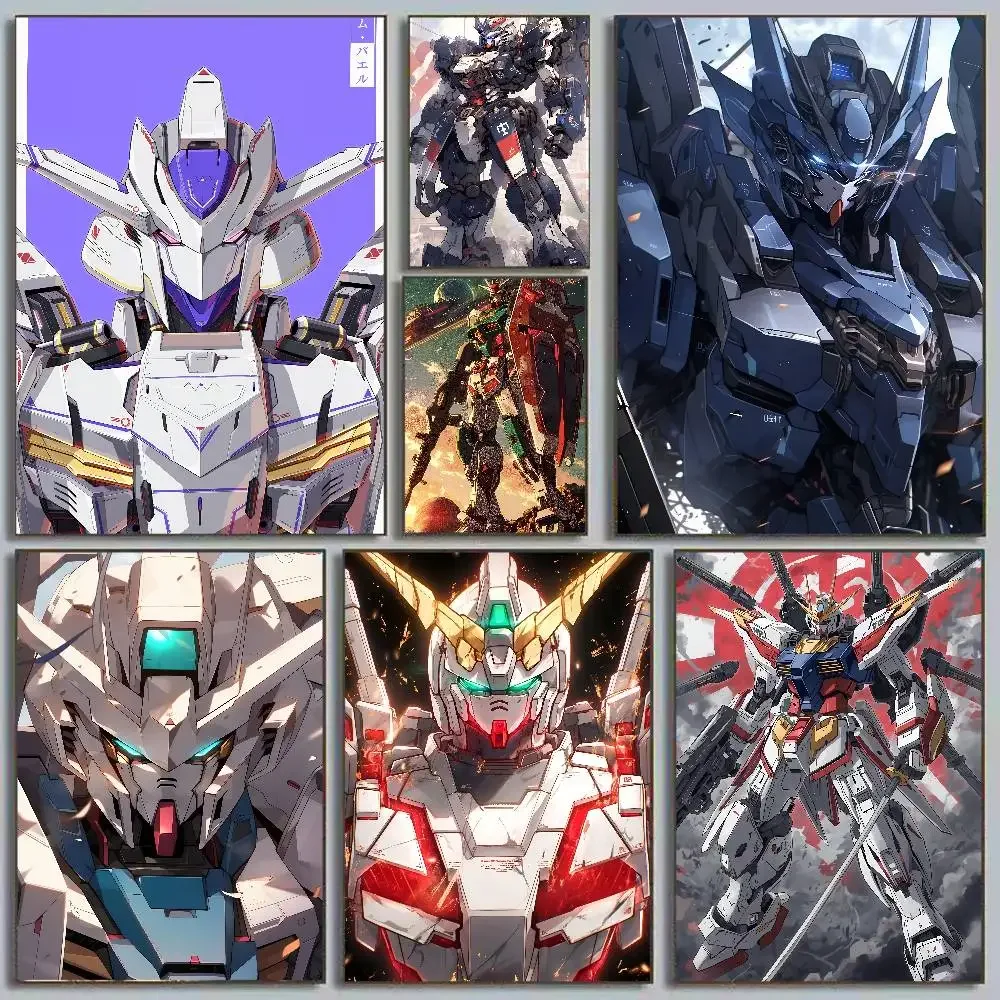 Póster de anime Gundam Mobile Suit Sazabi Char Aznable, arte de pared en lienzo HD, decoración impermeable para dormitorio