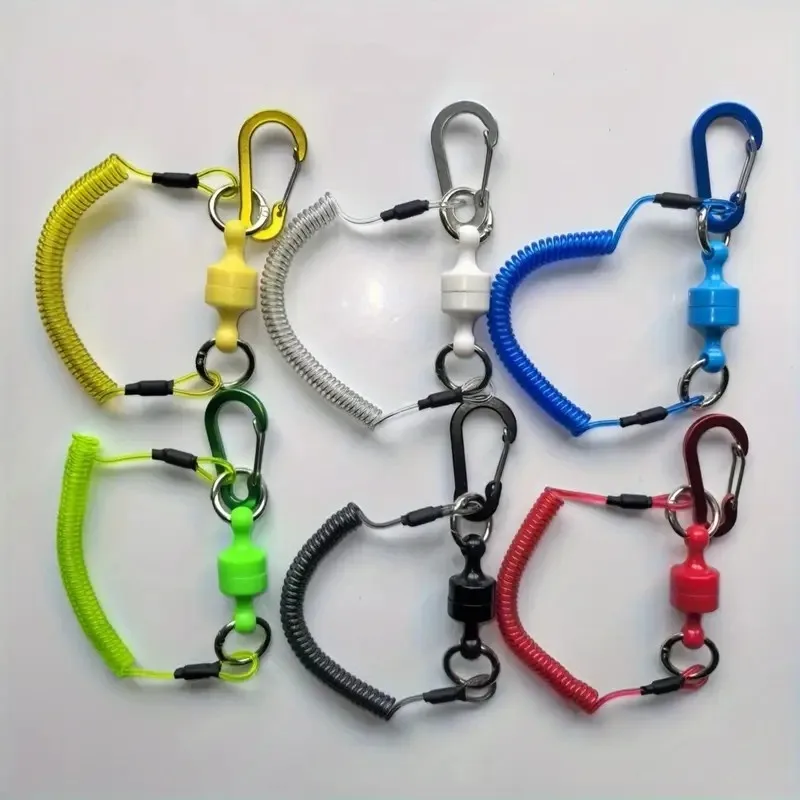 Buckle Magnetic Retractable Elastic Keychain, Multiple Color Fishing Lanyards, Adjustable Keychain Fishing Equipment Accessories