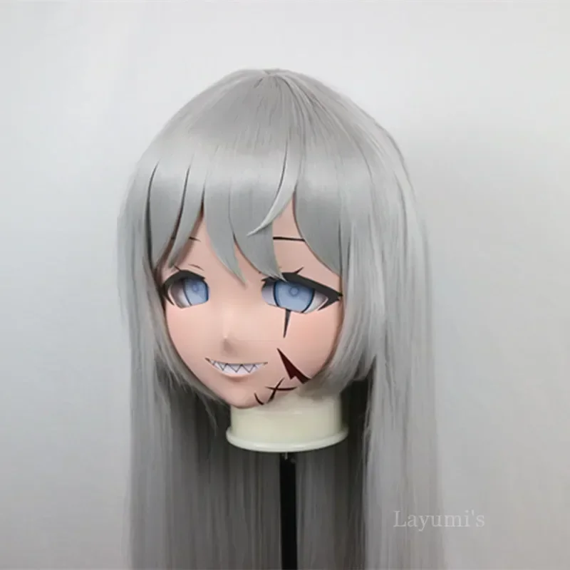 (B121) Customized Lifesize Mask Crossdressing with Backshell Silicone Anime Arknights Lappland Kigurumi Mask Cosplay