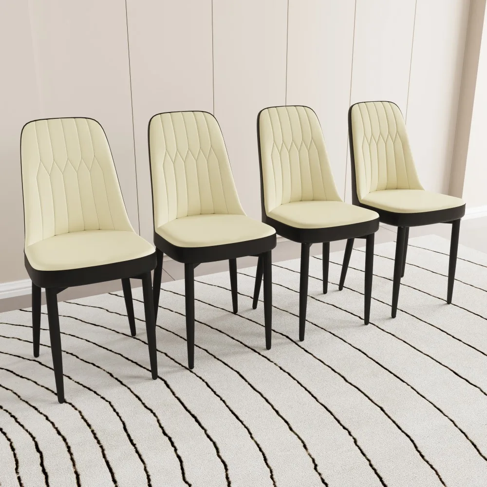 

set of 4 dining chair, modern style made of high-quality PU Leather fabric with thick soft cushions, Dining Chairs