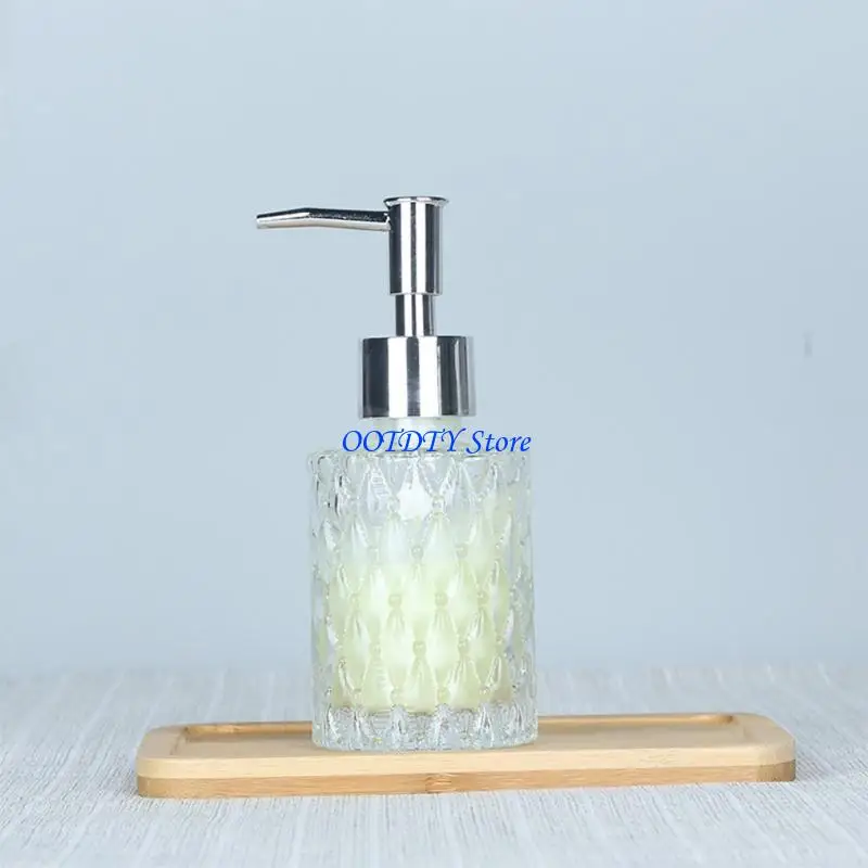 367A 160ml Glass Hand Soap Dispenser Clear Diamond Design Refillable Lotion Bottle