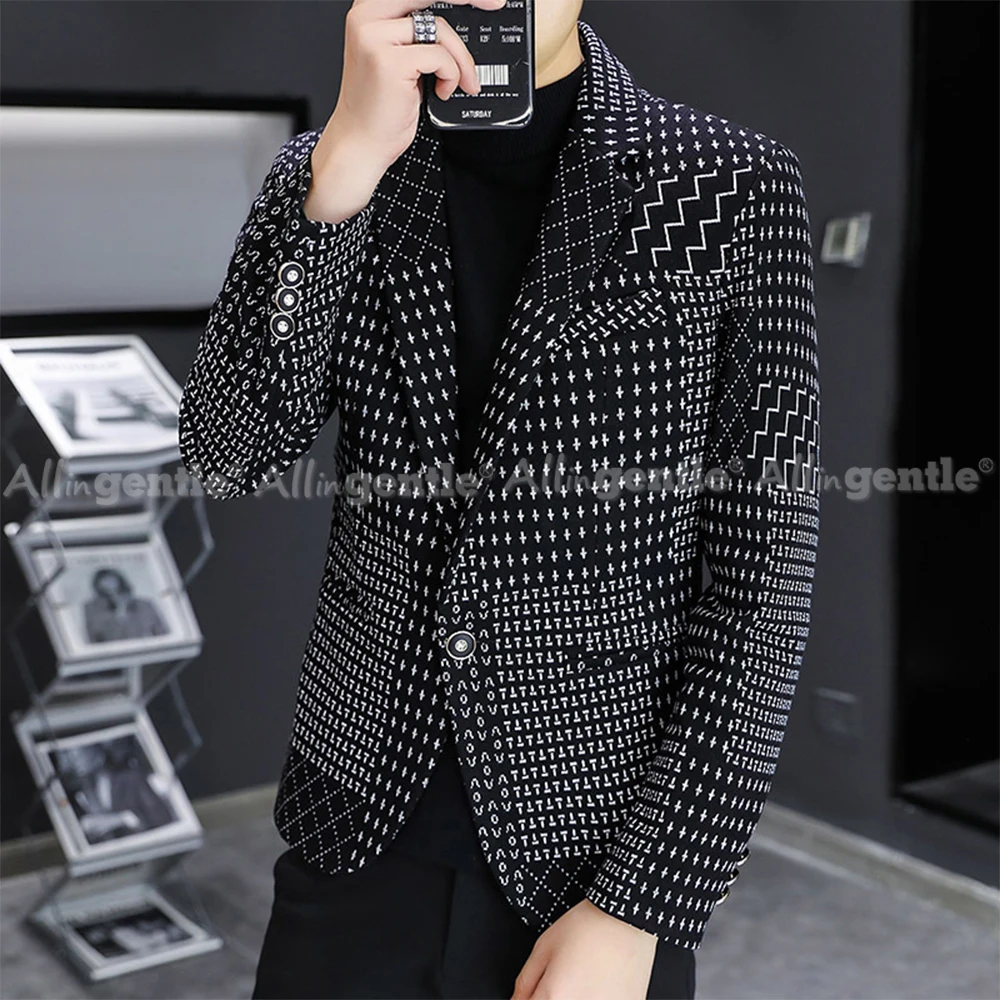 Fashion Mens Blazer Jacket Solid Color Regular Fit 1 Button Chic Casual Jackets For Men Lightweight Suit Jacket