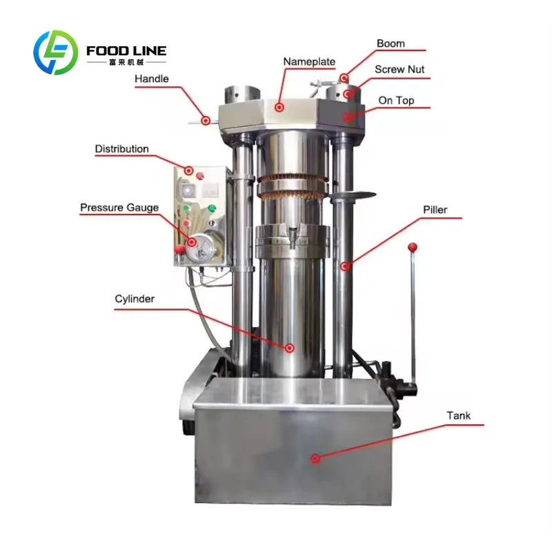Customized Semi-Automatic Hydraulic Sunflower Oil & Cocoa Butter Press Cold Extractor for Sesame & Peanut Oil with Filters