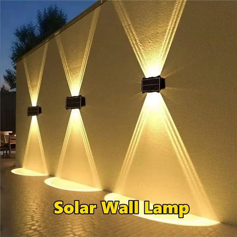 4X Solar Outdoor Wall Light Waterproof Garden Decor Lights Up Down Light Wall Waterproof External Wall Washer Solar Lamp