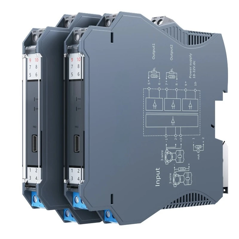 2 in 2 Out Analog Signal Isolator 0-5V 0-10V To 4-20mA Voltage Current Signal Converter AC220V Powered DIN Rail Mount Module