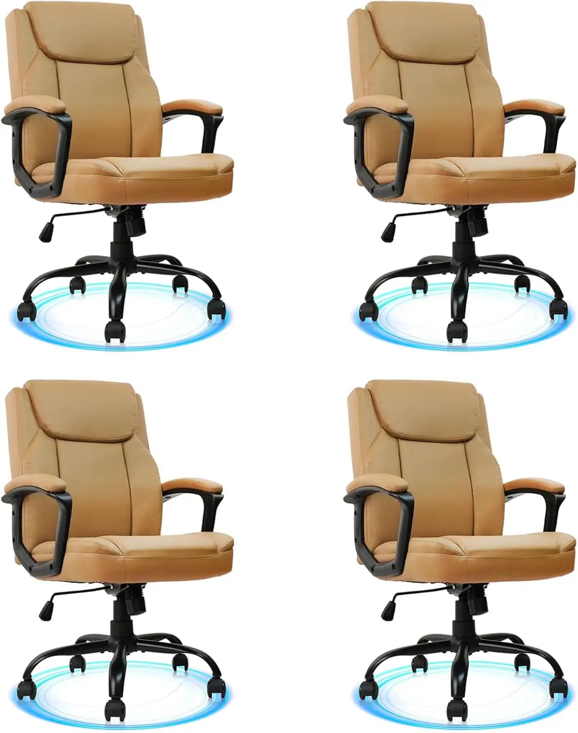 

Кожаное офисное кресло руководителя с поясничной поддержкой и мягкими подлокотниками, поворотное, на колесиках, эргономичное, для компьютера и рабочего стола