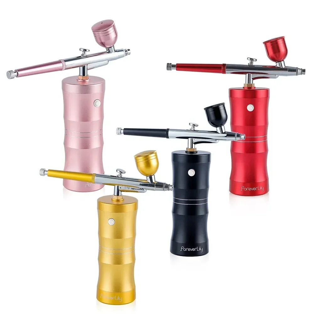Foreverlily Portable Nail Airbrush With Compressor For Nail Art Pastry Makeup Paint Spray Gun Skin Hydrating Nano Mist Sprayer