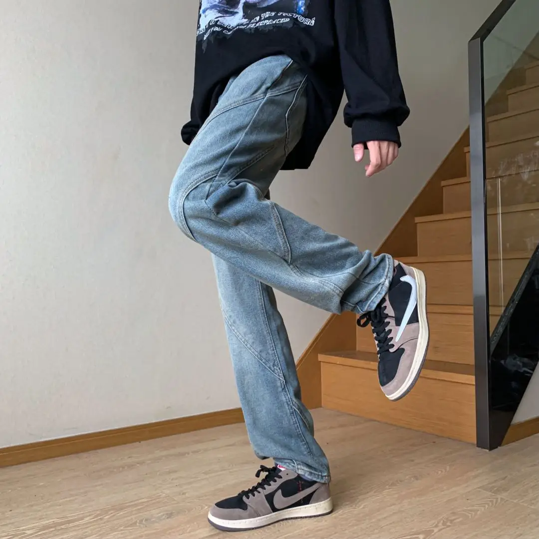 2023 Fashion Black Jeans For Men Y2k Streetwear Baggy Jeans Man Hip Hop Youth Trousers Cross Denim Pants Men Cargo Punk Clothing