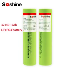 Soshine 3.2V 32140 15Ah LiFePO4 Battery 32140 Rechargeable Cells EV Home Energy Storage Ebike E-scooter Power Tools Battery Pack