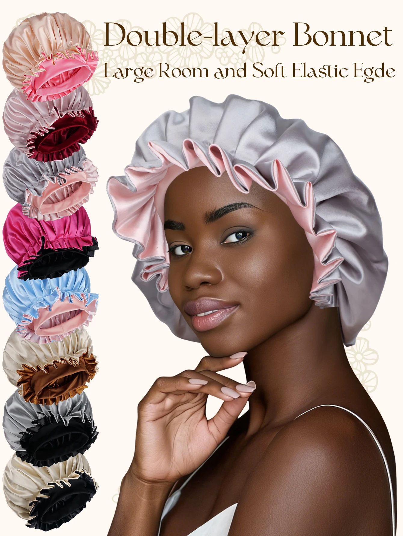 Unisex Soft Silky Lace Sleep Cap Double Layer Comfortable Daily Shower Essential Holiday Gift Ideal
