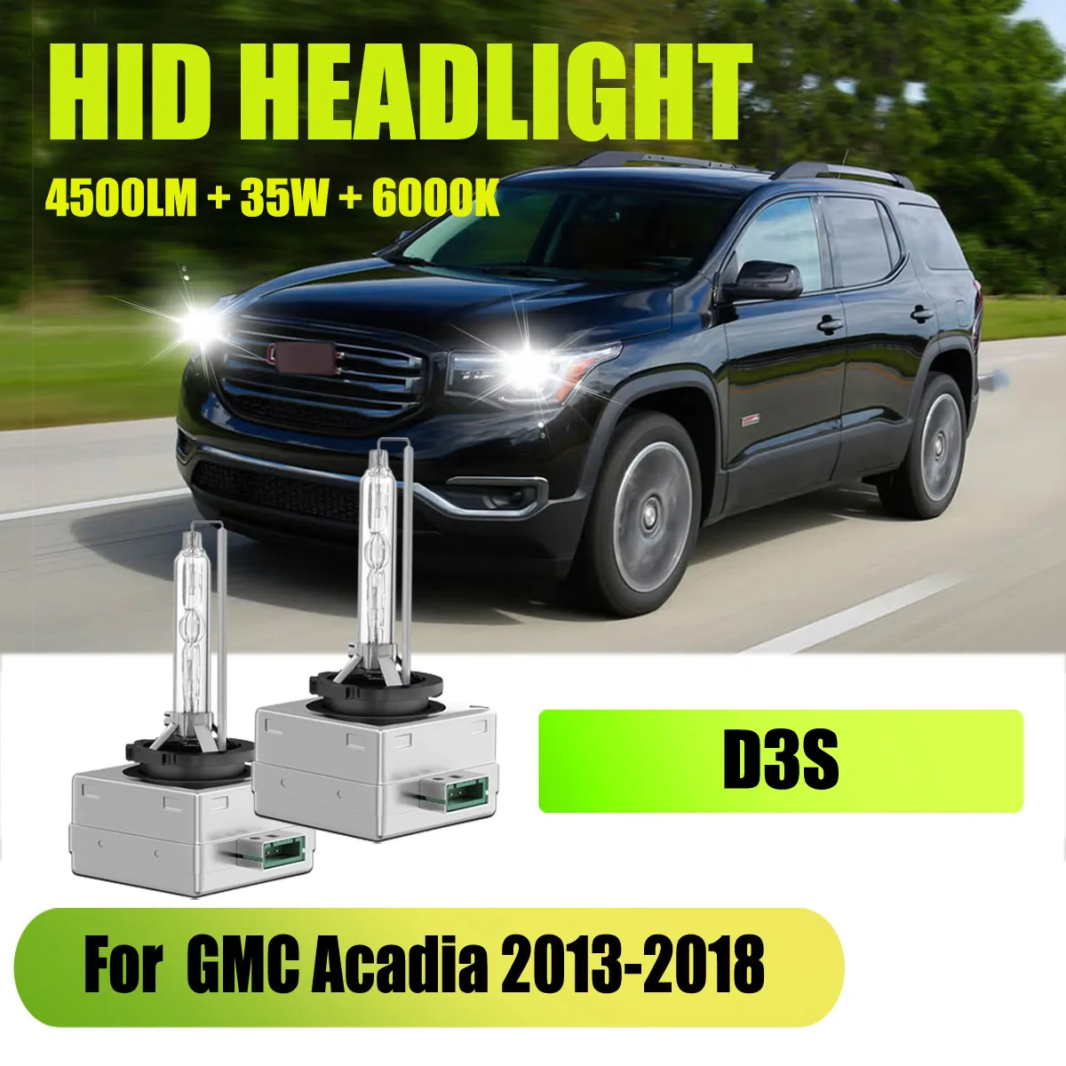 

2PCS HID Bulb 35W Xenon Headlight D3S Car Headlamp White - OEM Quality Construction For GMC Acadia 2013 2014 2015 2016 2017 2018