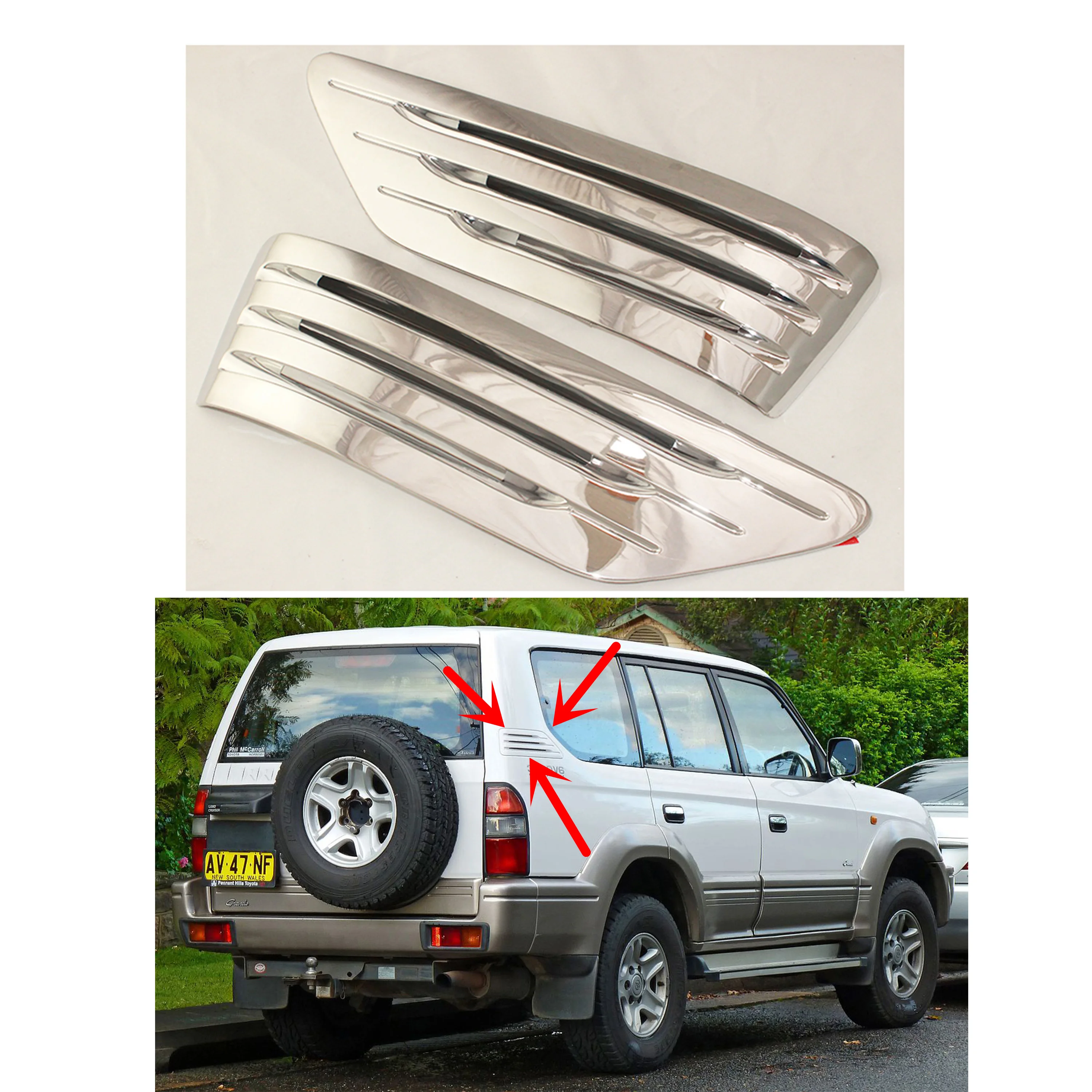 For Toyota Land Cruiser Prado FJ90 90 3400 1996-2002 Car Modification Exterior Decoration Accessories Trim ABS Chrome Cover Kit