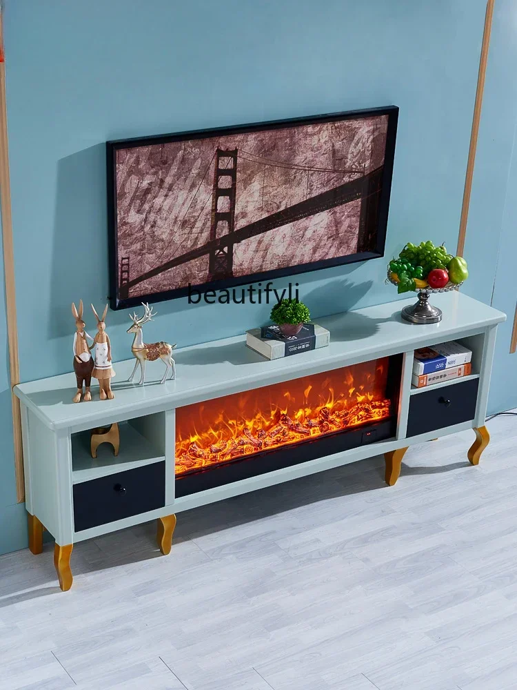 European TV Cabinet Fireplace Mantel Storage Drawer Decoration Heating Led Fireplace Core