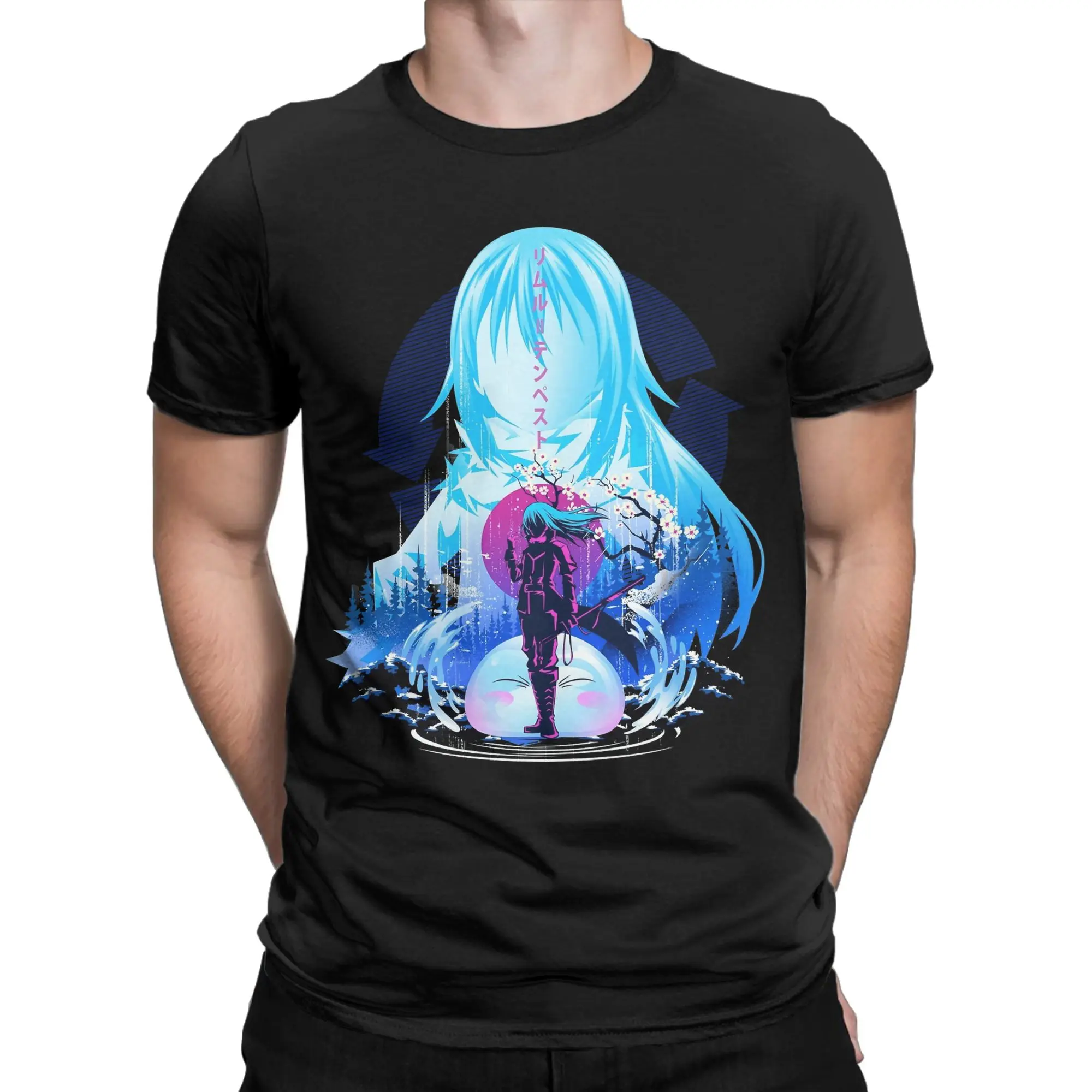 Tensei Shitara Slime T-Shirt for Men That Time I Got Reincarnated as a Slime Cotton Tees Round Collar T Shirt Printed Tops