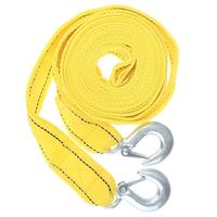 4M Heavy Duty 5 Ton Car Tow Cable Towing Pull Rope Strap Hooks Yellow