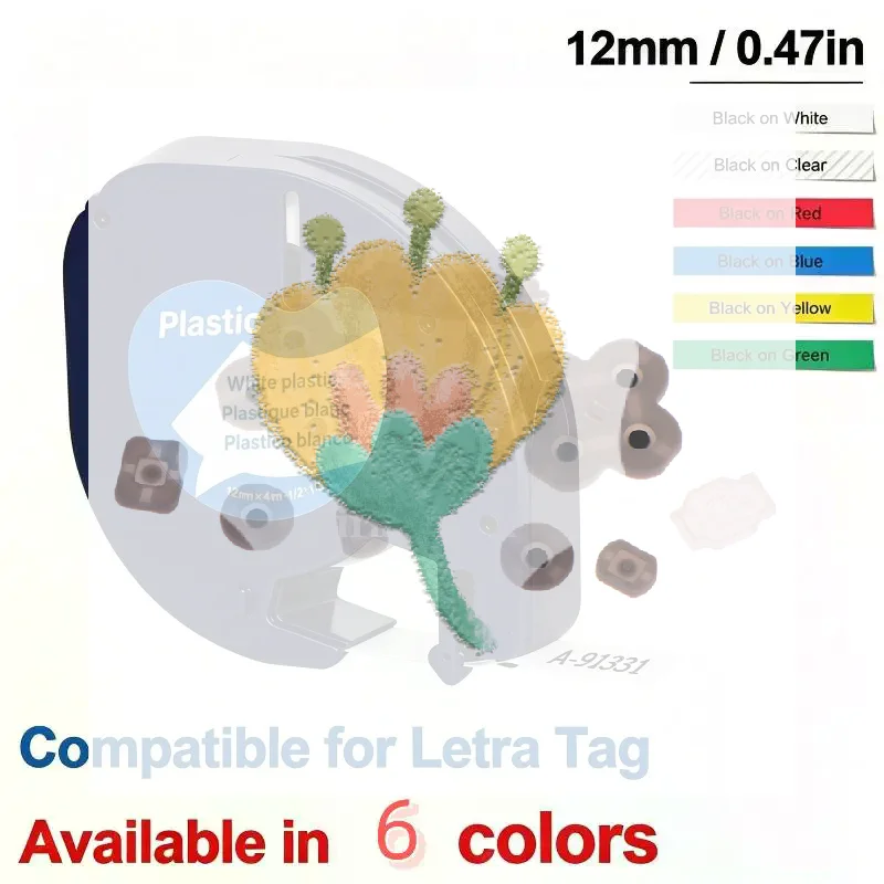 Compatible Dymo LT Label Tapes UV Resistant Clear Print Multi Color for Outdoor Goods Inventory Sorting