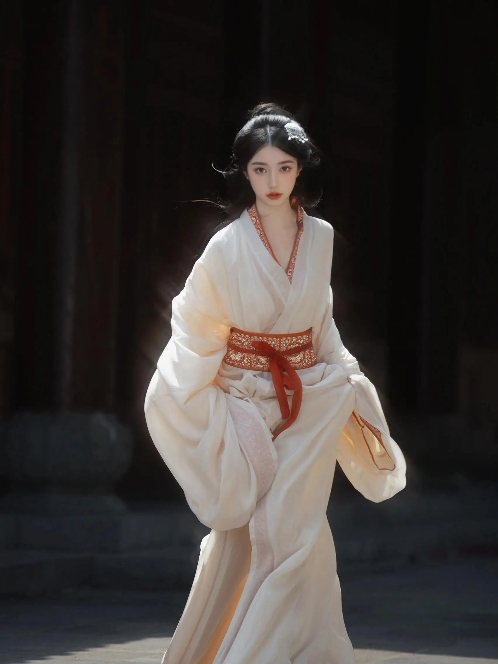 رداء Hanfu النسائي ذو الدول المتحاربة، نموذج ترميم قبة ماشان تشو، ذيل مستقيم للربيع والصيف، صيني تقليدي