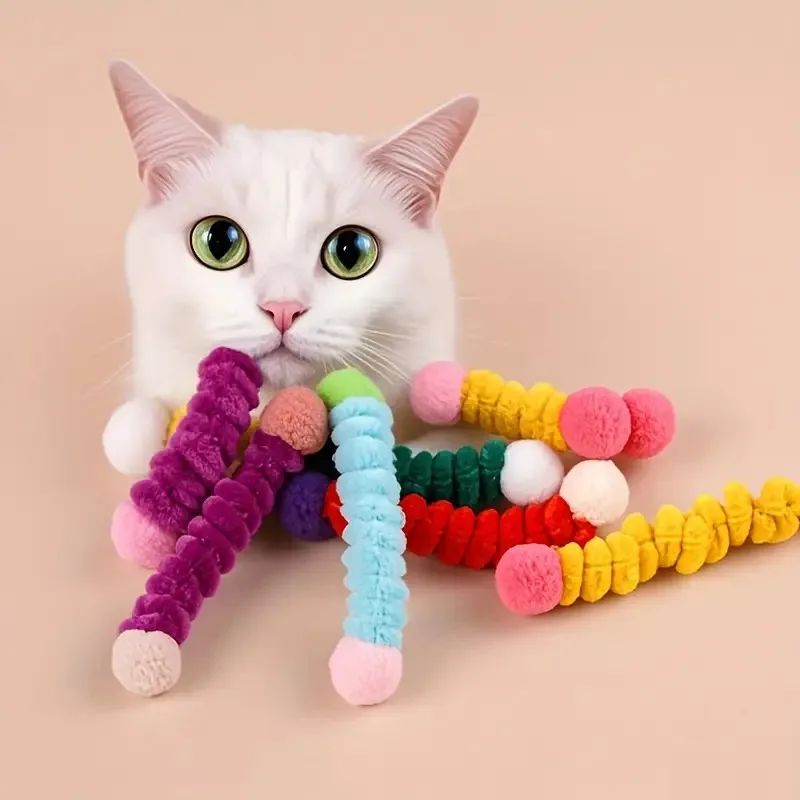 12/24-teiliges, bissfestes Katzenspielzeug-Set für den Innenbereich, Plüsch, interaktives Zahnspielzeug, weiche, pfotefreundliche, mehrfarbige Polyesterfaser für Katzen