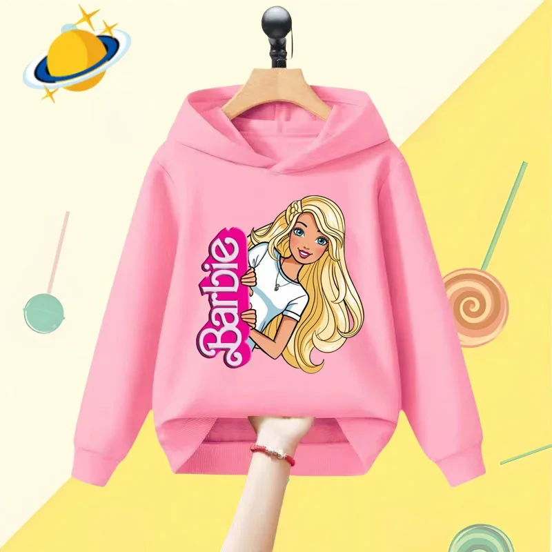 Barbie children\'s hoodie Disney cartoon print Autumn Winter long sleeve sweatshirt Boys girls Kawaii 2 pieces Harajuku anime