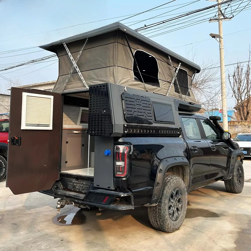 Slide In Truck Camper Aluminum Versatile Roof Top Tent Camper Fully Insulated for 4WD Adventure Quick Setup Tent