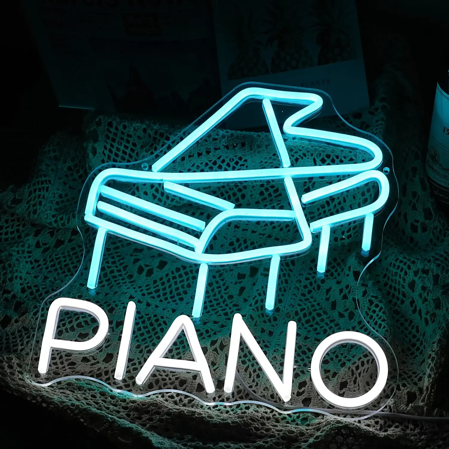 Piano Neon Signs for Wall Decor Piano  Music Neon Lights for Bedroom Piano Led Light up Sign with USB Powered for Music Party