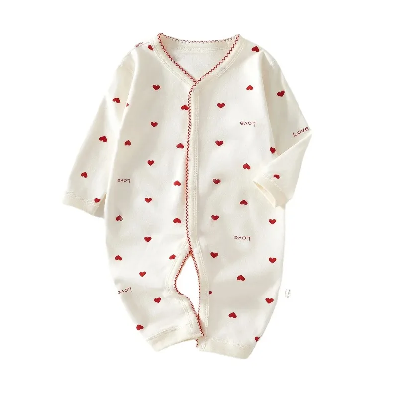 Jumpsuit with Love Printed on 100 Cotton Boneless Romper Newborn Super Cute Outfit Long Sleeve Bodysuit Newborn Baby Clothes