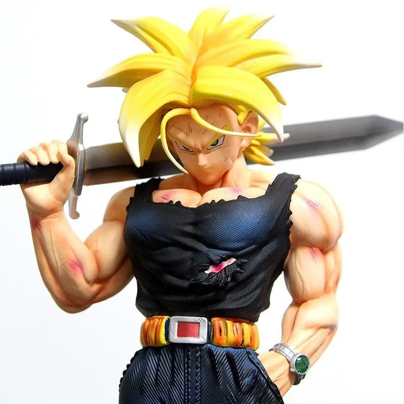 

Фигурка Bandai Dragon Ball Trunks с двумя мечами, поврежденная в бою, аниме-модель, статуэтка, декор для рабочего стола, подарок на день рождения для фанатов аниме