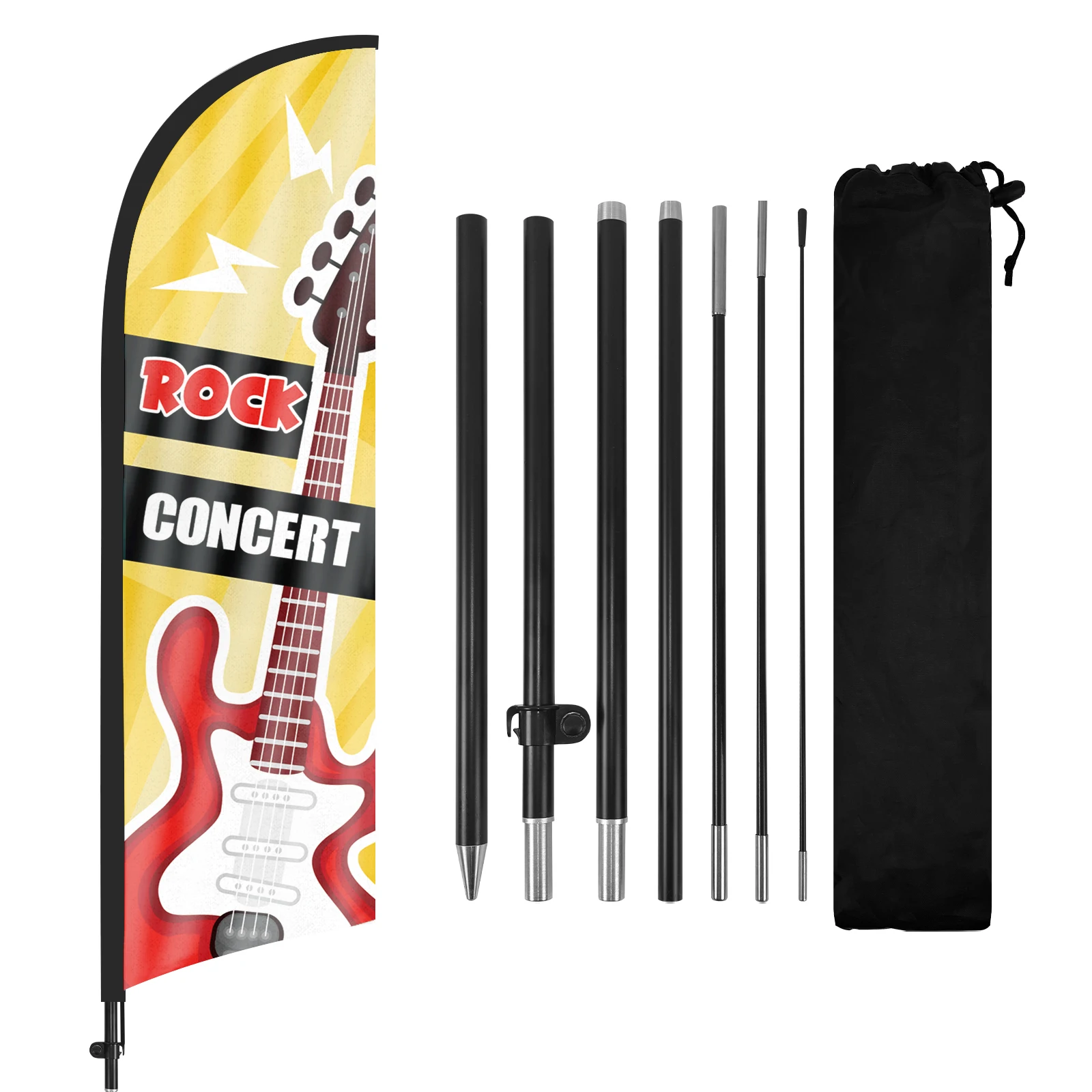 FSFLAG Rock Concert Feather Flags 8FT, Outdoor Advertising Banners with Pole Kit and Ground Stake,  for Outdoor Business Events