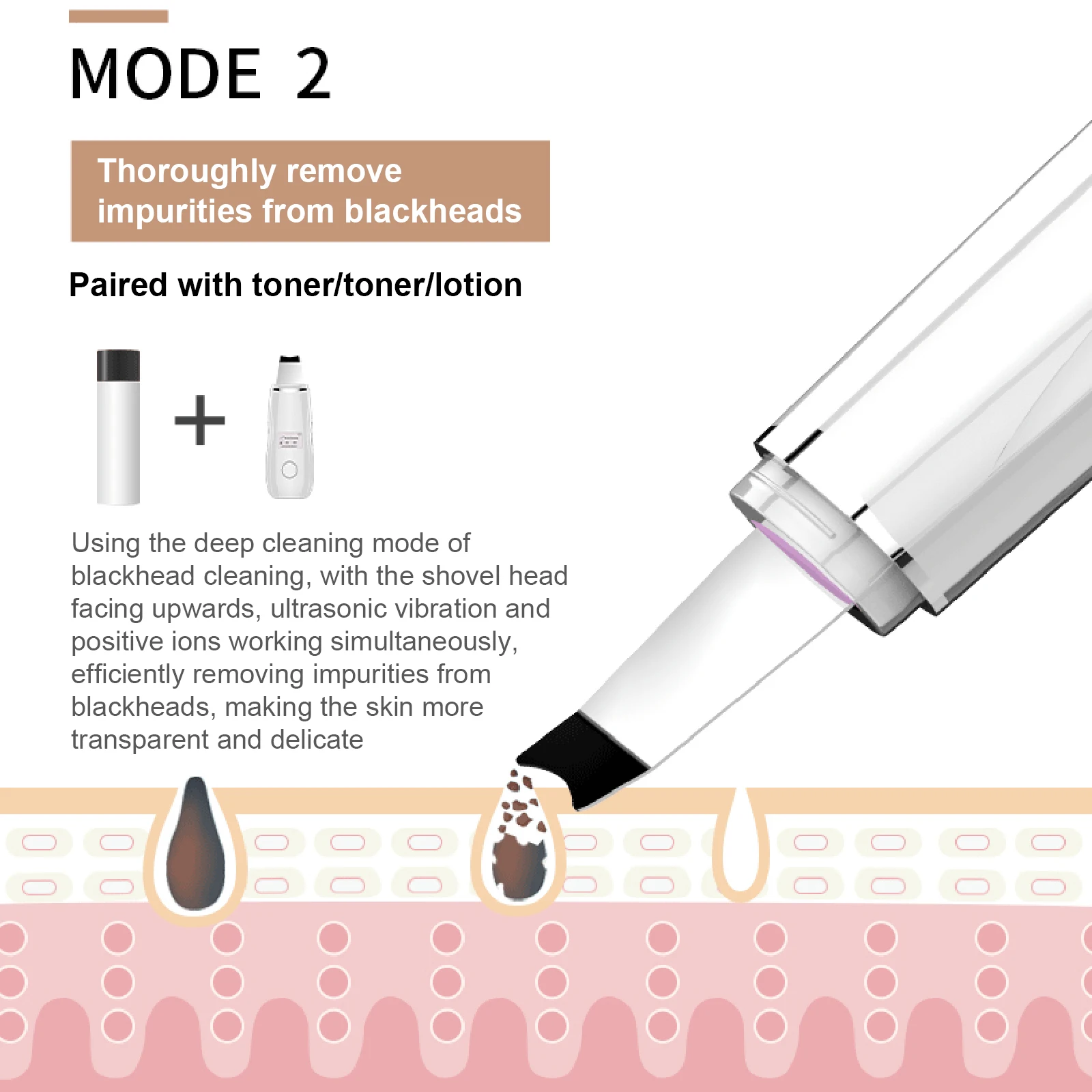 Ultrasone Huid Scrubber Gezichtsmassager Poriereiniger Mee-eter Acne Remover Gezichtsreinigingsmachine LCD Digitaal Display USB Rec