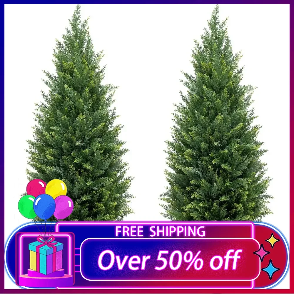 Two 3ft Artificial Topiary Trees UV Resistant Bushes Potted Plants Artificial Tree Artificial Shrubs Tree for Indoor Outdoor