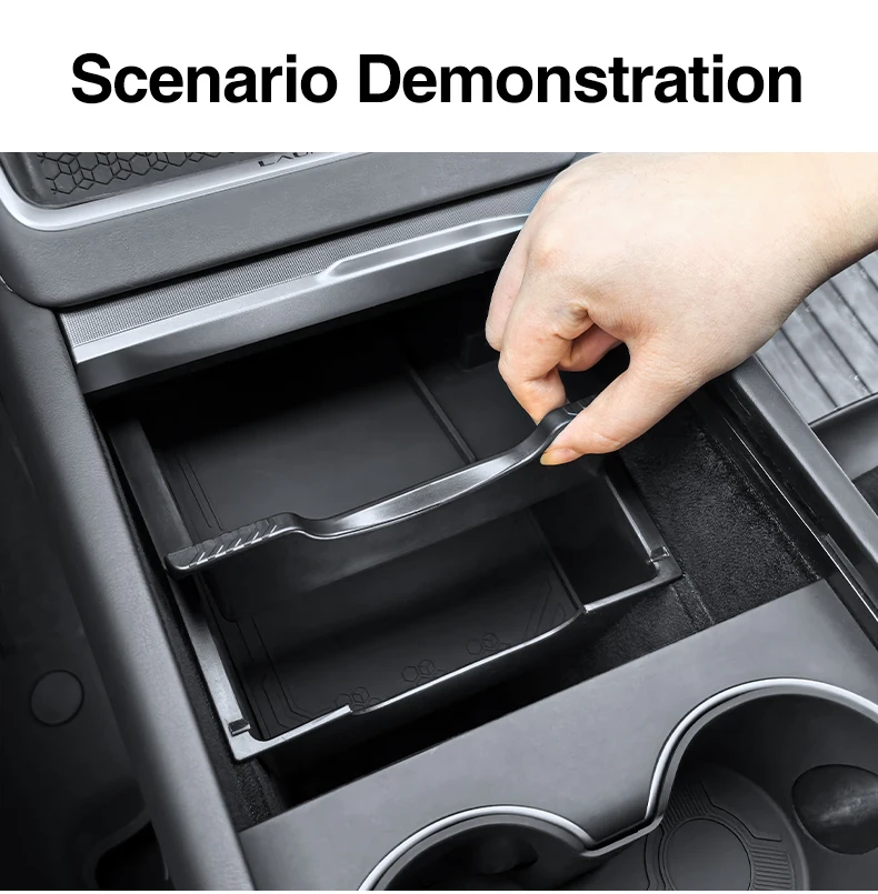 Heenvn Für Tesla Model Y Juniper 2025 2026 Model YL Auto Mittelkonsole Armlehne Doppelschichtige Aufbewahrungsbox Getränkehalter-Organizer – Detail 8