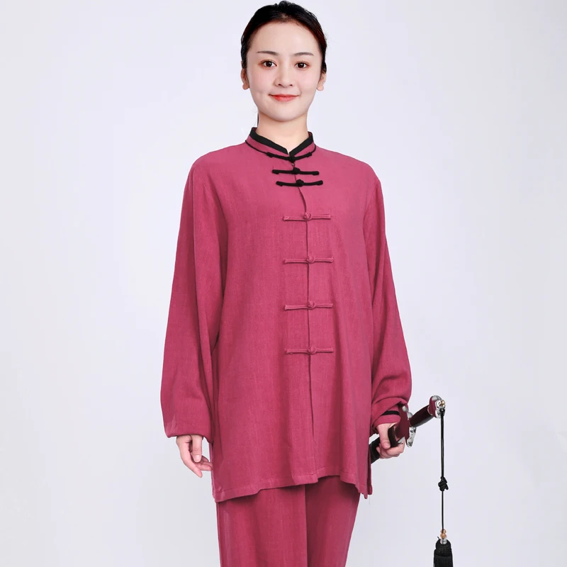 2025 New Women's Tai Chi Suit, Premium Linen Cotton Heavyweight All-Season Uniform for Baduanjin, Unisex Practice Wear